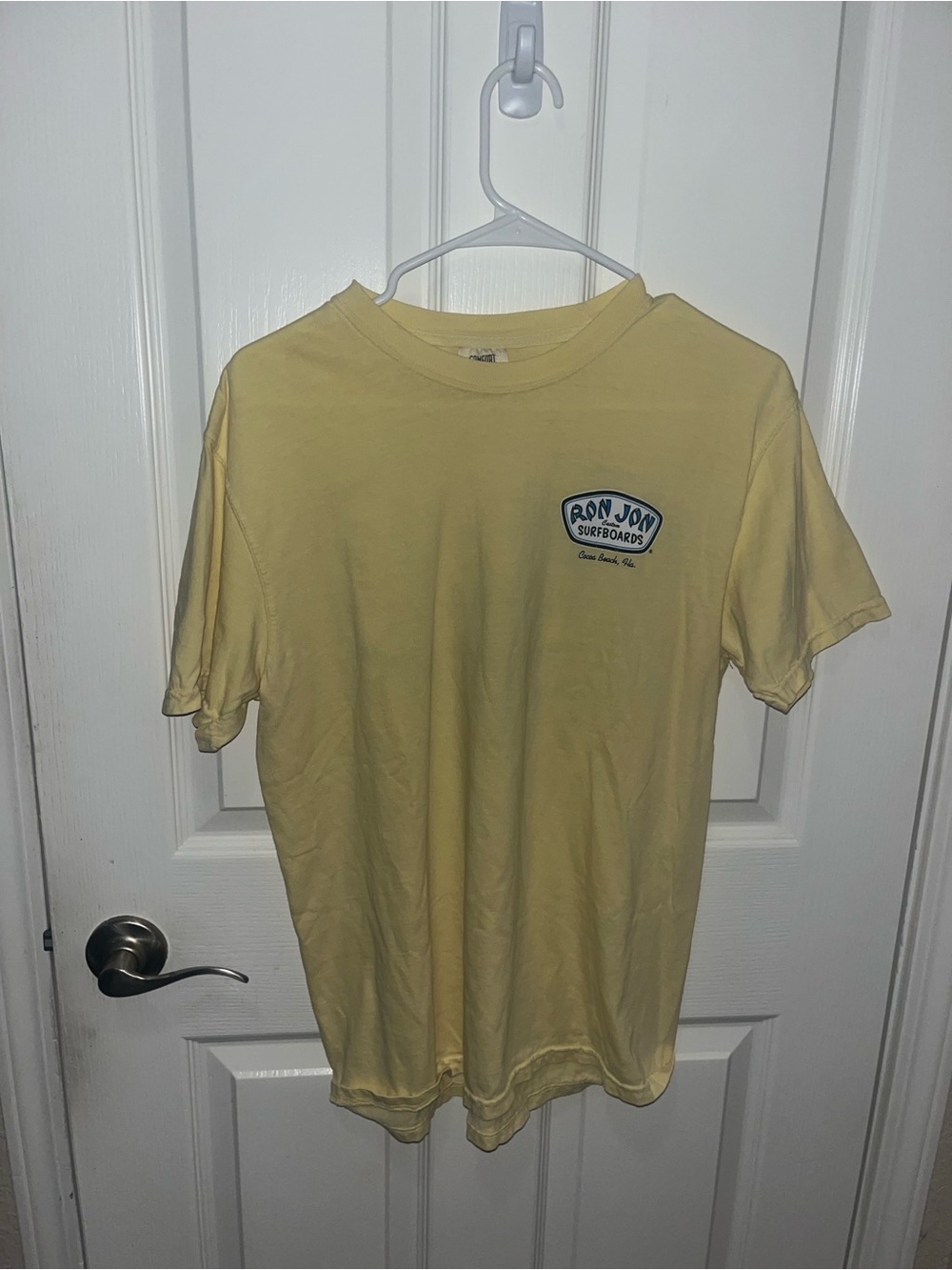 Ron Jon Pale Yellow Short Sleeve Tee with Chest Patch